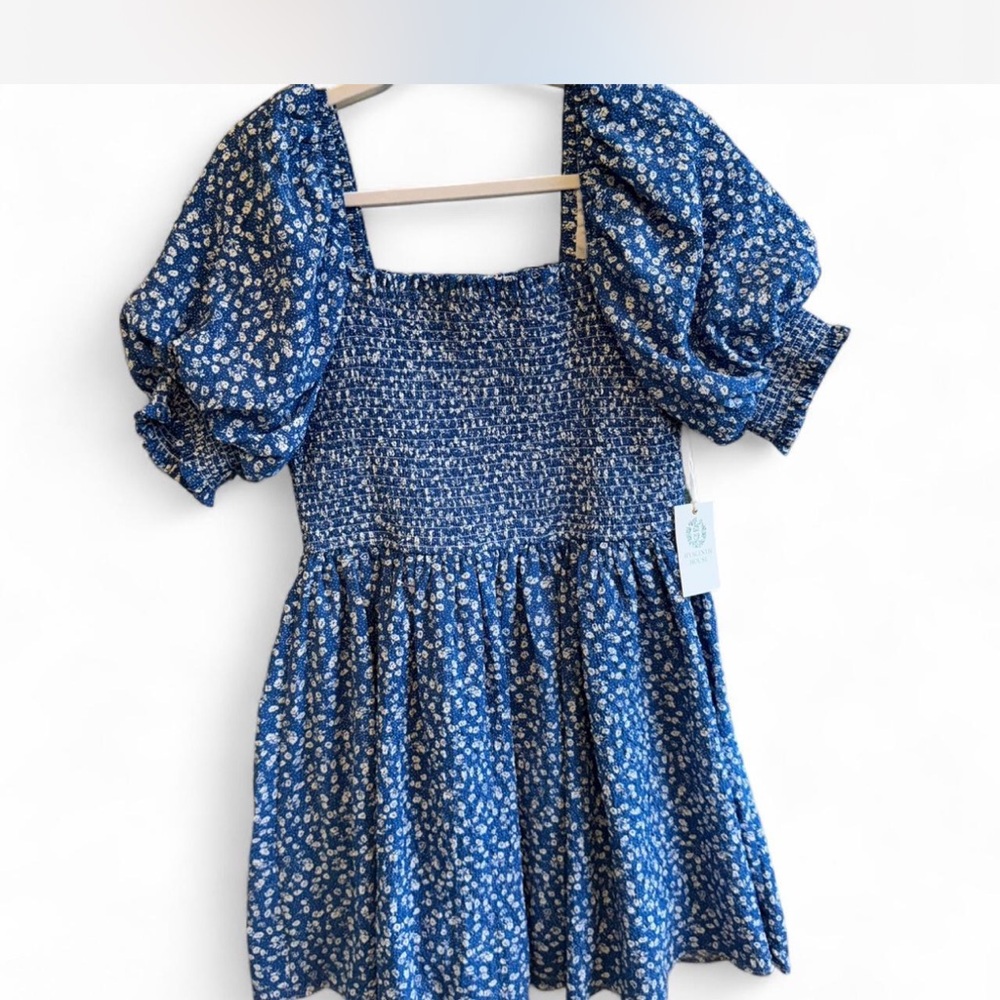 Tuckernuck Hyacinth House Blue Floral Puff Sleeve Mini - Picture 3 of 7